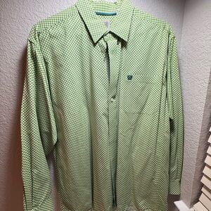 Cinch Green and Blue Patterned Shirt